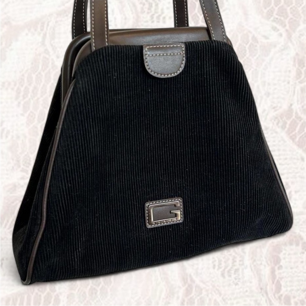 Guess Black Corduroy Shoulder Bag – Vintage Style - Picture 2 of 3